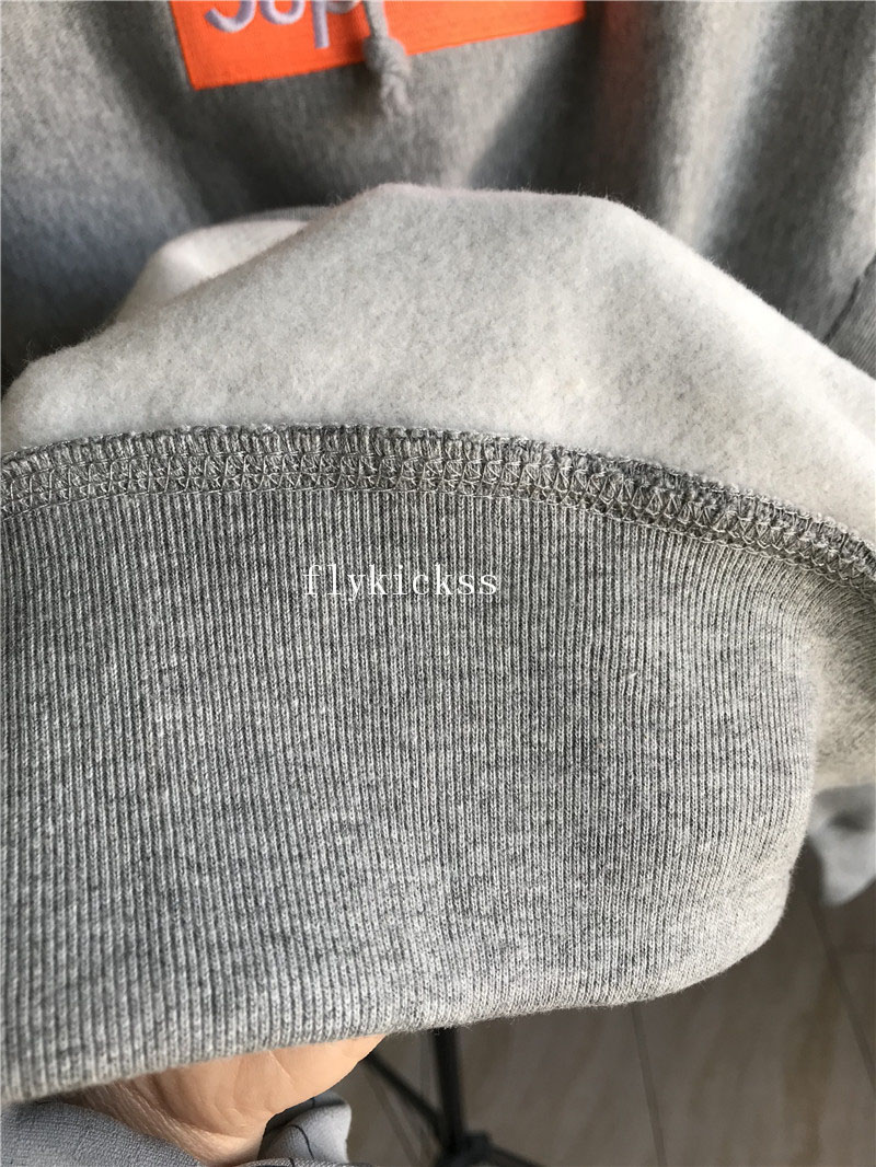 Supreme Grey Hoodie With Orange Box Logo